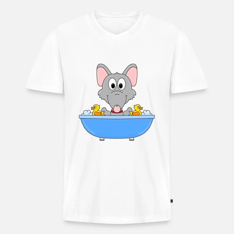 WASSERRATTE - RATTE - BADEWANNE - TIERISCH - Männer Premium Bio T-Shirt mit V-Ausschnitt - Weiß