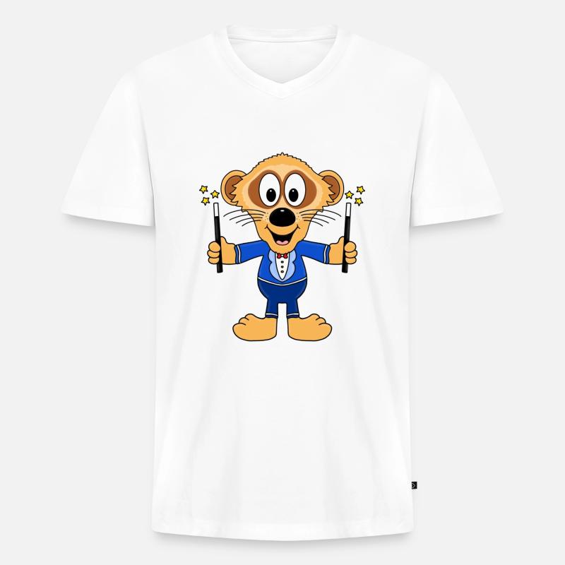 ERDMÄNNCHEN - ZAUBERER - MAGIER - TIERISCH - Männer Premium Bio T-Shirt mit V-Ausschnitt - Weiß
