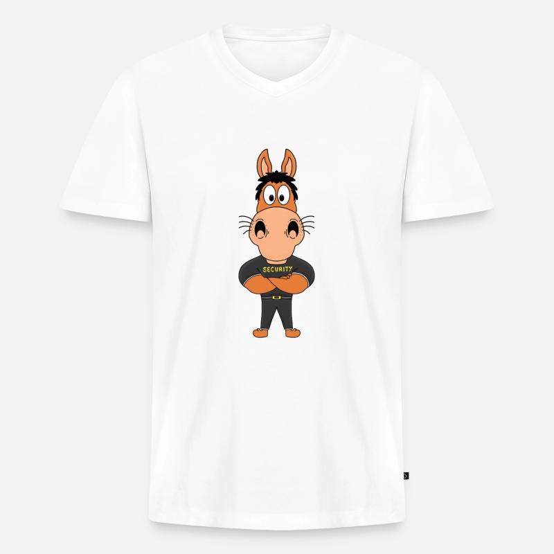 PFERD - PONY - SECURITY - BODYGUARD - TÜRSTEHER - Männer Premium Bio T-Shirt mit V-Ausschnitt - Weiß