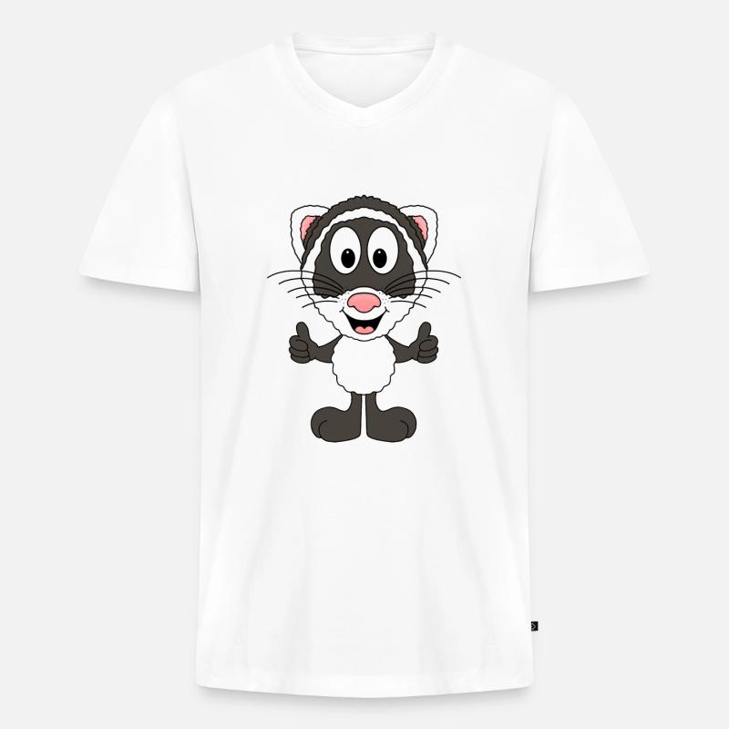 FRETTCHEN - TIERISCH - GUT - TIER - KIND - Männer Premium Bio T-Shirt mit V-Ausschnitt - Weiß