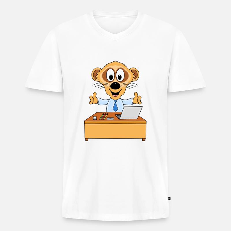 ERDMÄNNCHEN - ARBEIT - JOB - BERUF - MITARBEITER - Männer Premium Bio T-Shirt mit V-Ausschnitt - Weiß