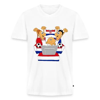 KROATIEN - FUßBALL - WM - WELTMEISTERSCHAFT - FANS - Männer Premium Bio T-Shirt mit V-Ausschnitt - Weiß - Vorne - Nico (187cm)