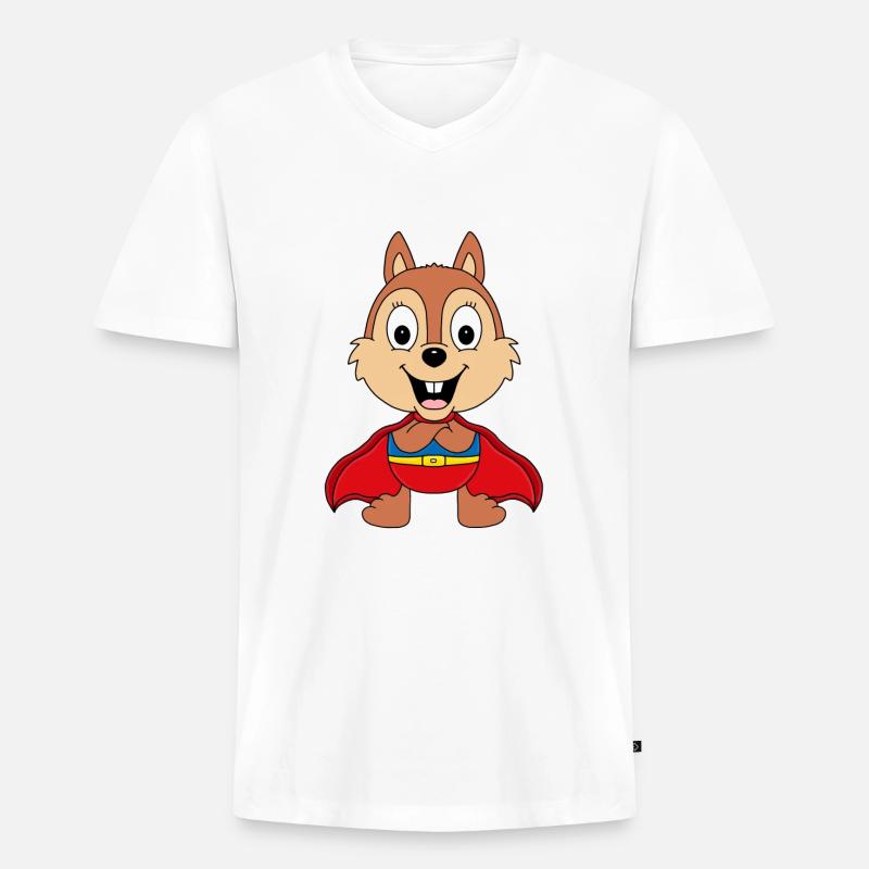 SUPERHELD - EICHHÖRNCHEN - TIER - TIERISCH - Männer Premium Bio T-Shirt mit V-Ausschnitt - Weiß