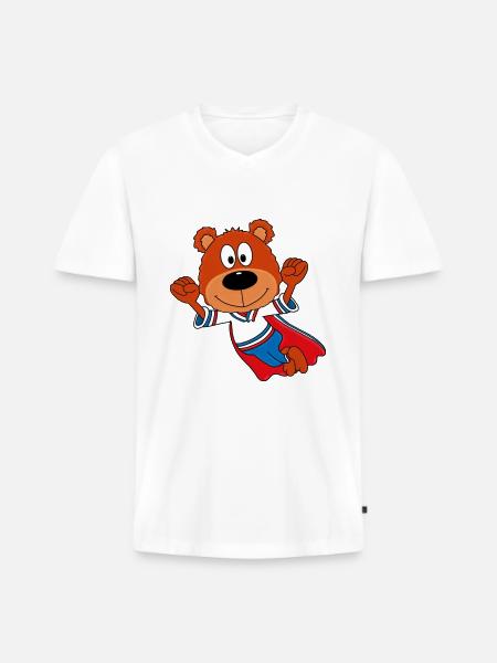 TEDDY - SUPERHELD - TEDDYBÄR - KINDER - BABYS - Männer Premium Bio T-Shirt mit V-Ausschnitt - Weiß