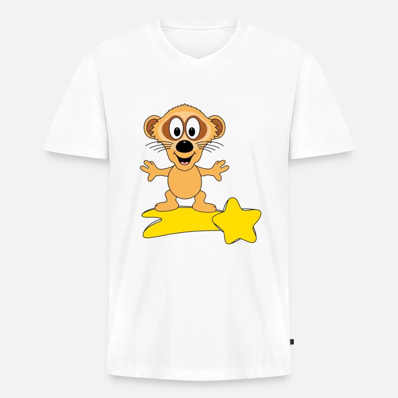 ERDMÄNNCHEN - STERNSCHNUPPE - SURFER - TIER - Männer Premium Bio T-Shirt mit V-Ausschnitt - Weiß