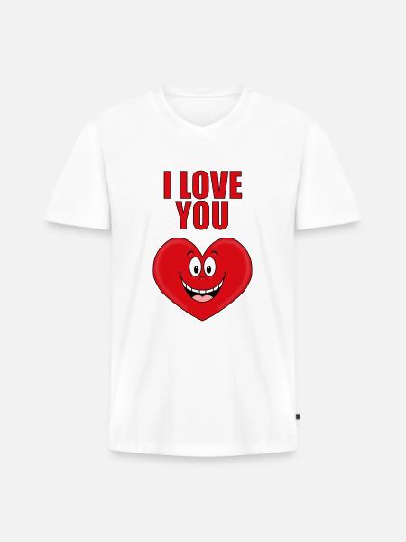 I LOVE YOU - Männer Premium Bio T-Shirt mit V-Ausschnitt - Weiß