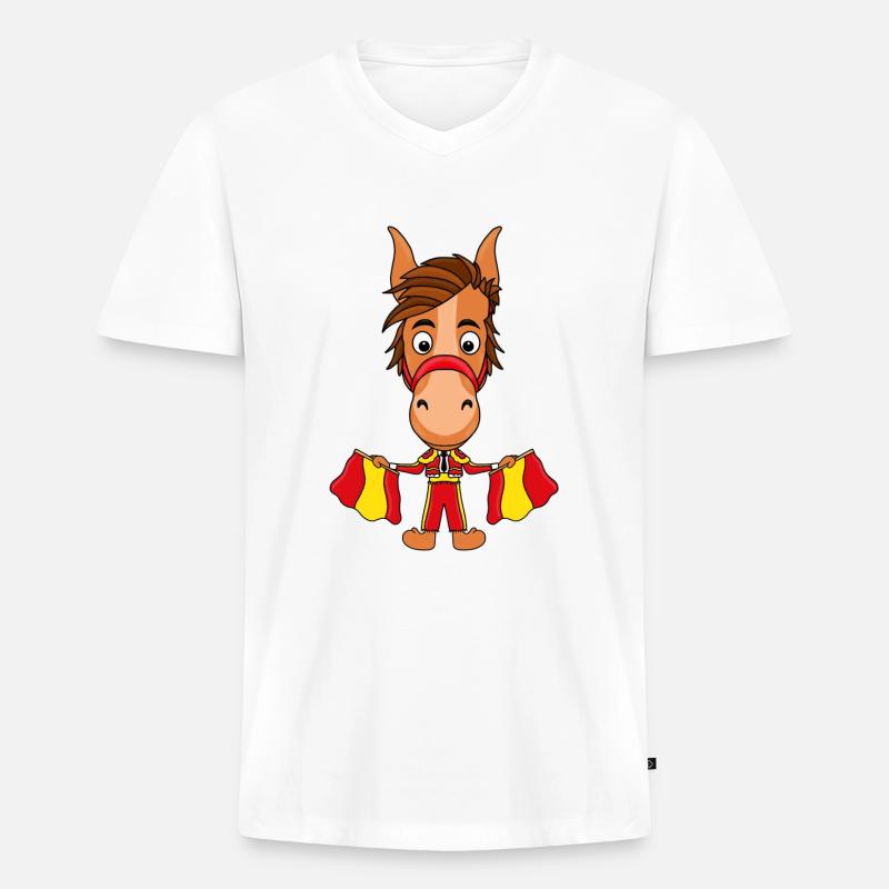 PFERD - PFERDE - PONY - PONYS - Männer Premium Bio T-Shirt mit V-Ausschnitt - Weiß