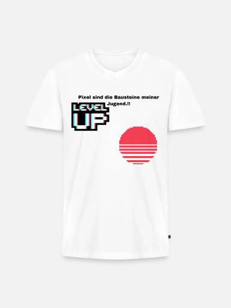 80iger Pixel - Männer Premium Bio T-Shirt mit V-Ausschnitt - Weiß