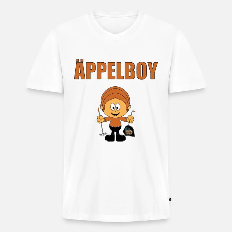 ÄPPELBOY - JUNGE - AUSMISTEN - STALL - PFERD - Männer Premium Bio T-Shirt mit V-Ausschnitt - Weiß