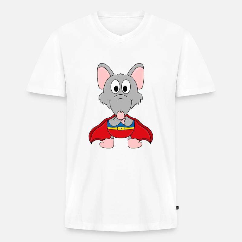SUPERHELD - TIER - RATTE - HELD - TIERISCH - Männer Premium Bio T-Shirt mit V-Ausschnitt - Weiß