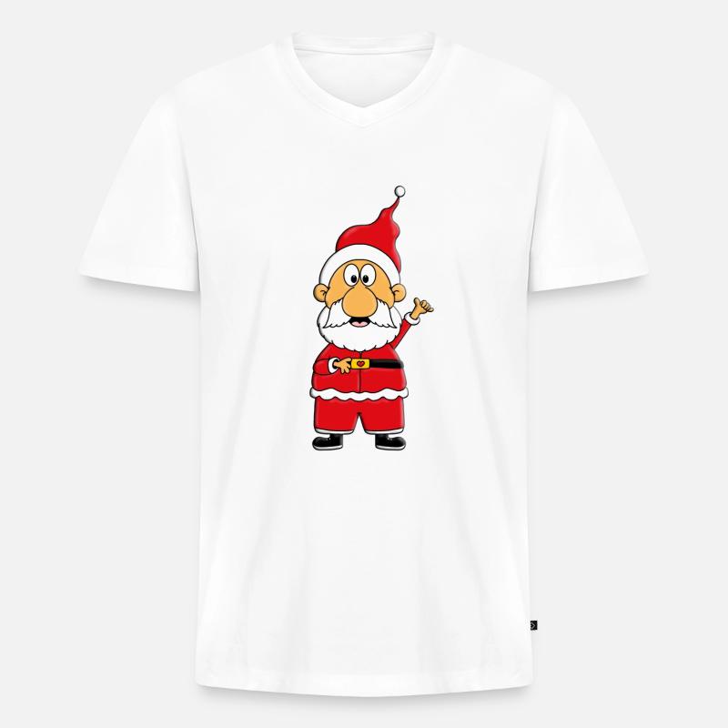 WEIHNACHTSMANN - WEIHNACHTEN - Männer Premium Bio T-Shirt mit V-Ausschnitt - Weiß