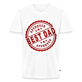 Best Dad - Männer Premium Bio T-Shirt mit V-Ausschnitt - Weiß - Vorne - Nico (187cm)