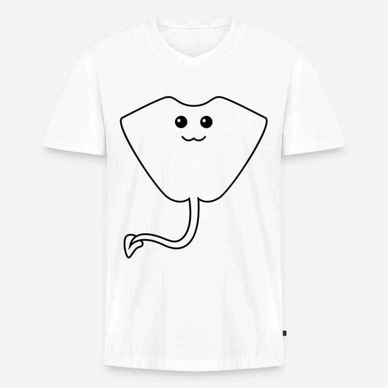 Rochen Comic Tier - Männer Premium Bio T-Shirt mit V-Ausschnitt - Weiß