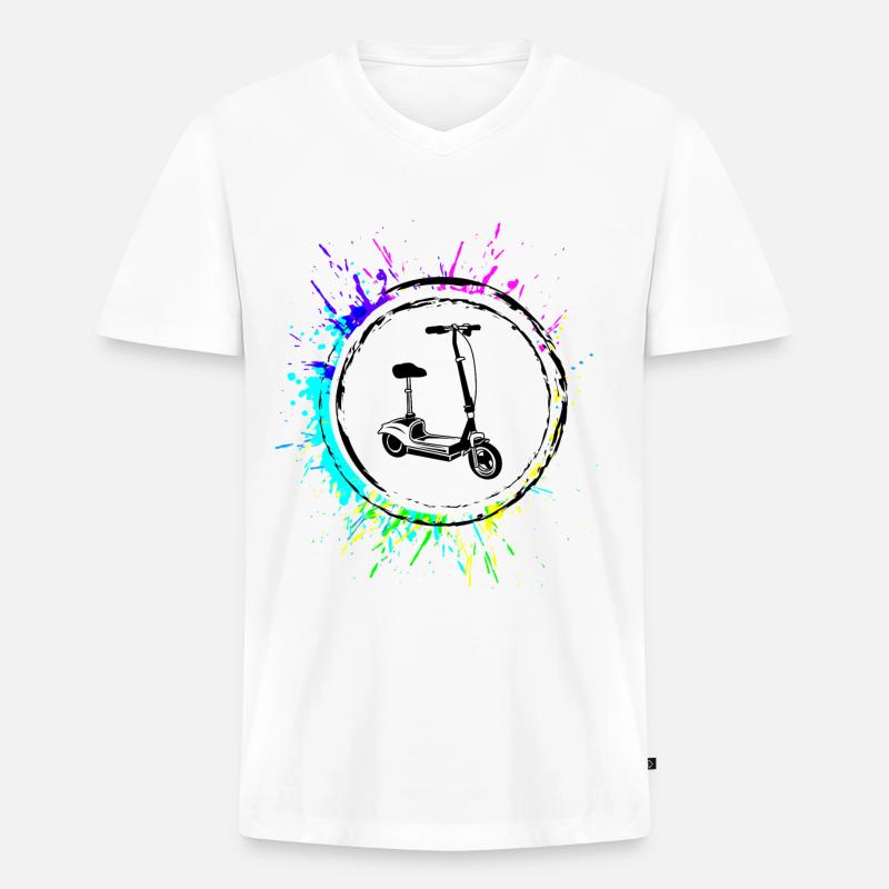 E-roller Icon E Scooter - Männer Premium Bio T-Shirt mit V-Ausschnitt - Weiß