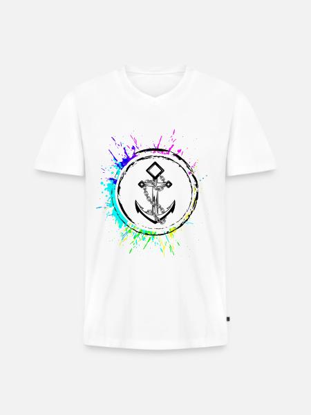 Anker Hafen Symbol - Männer Premium Bio T-Shirt mit V-Ausschnitt - Weiß