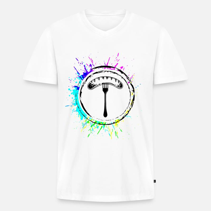 Bratwurst Wurst - Männer Premium Bio T-Shirt mit V-Ausschnitt - Weiß