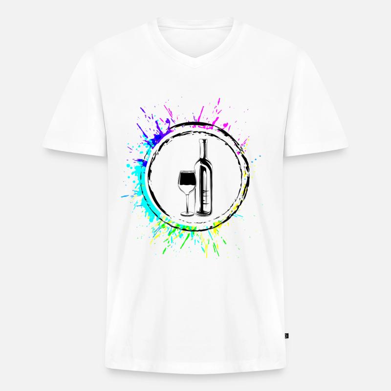 Wein Icon - Männer Premium Bio T-Shirt mit V-Ausschnitt - Weiß