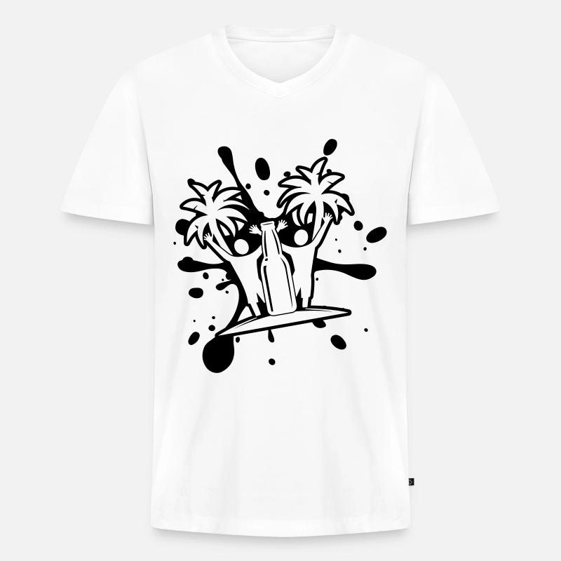 Drinking Beach Party - Männer Premium Bio T-Shirt mit V-Ausschnitt - Weiß