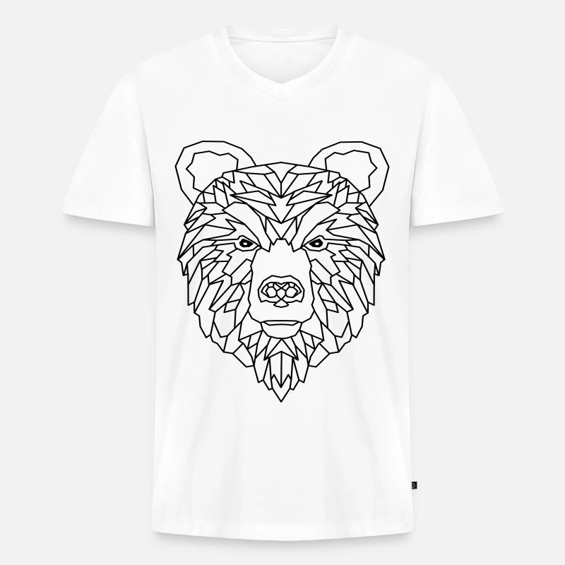 Bär Geometric - Männer Premium Bio T-Shirt mit V-Ausschnitt - Weiß
