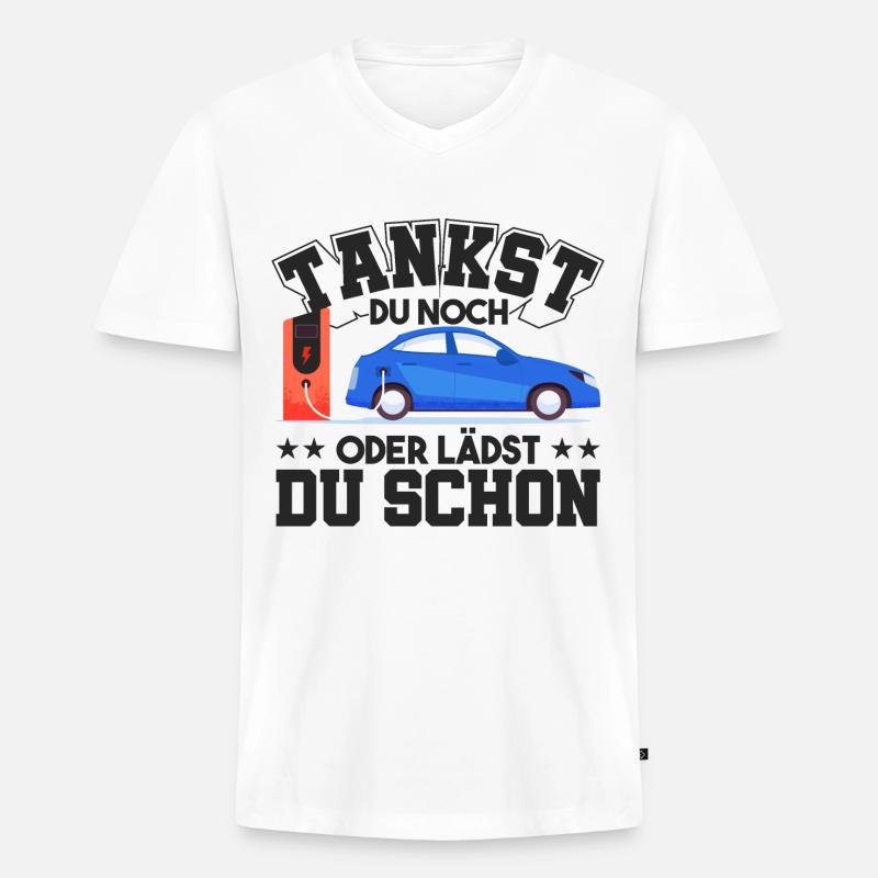 E-Auto Elektroauto - Männer Premium Bio T-Shirt mit V-Ausschnitt - Weiß