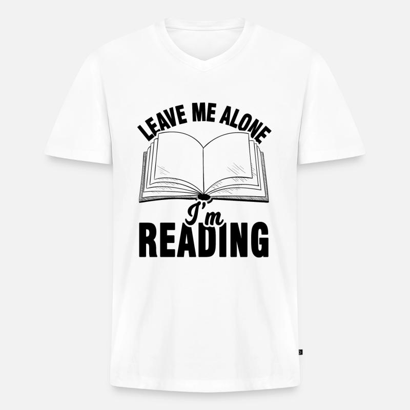 Bücher Lesen Buch Leser Geschenk - Männer Premium Bio T-Shirt mit V-Ausschnitt - Weiß