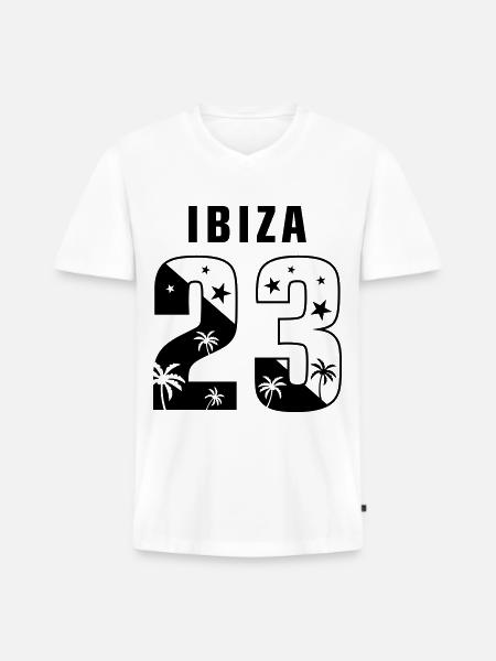 Ibiza 23 - Männer Premium Bio T-Shirt mit V-Ausschnitt - Weiß