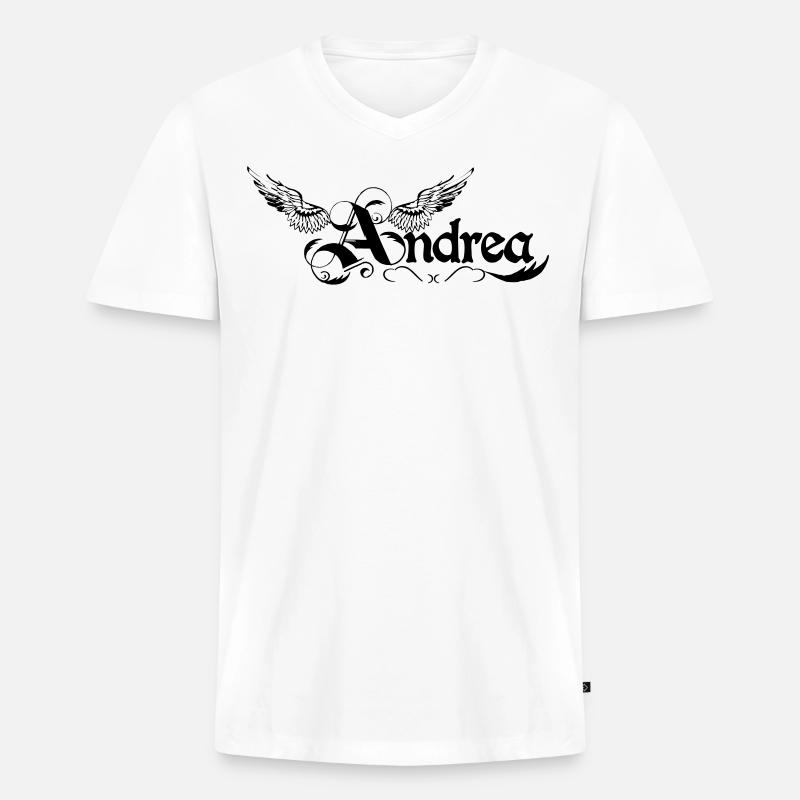 Andrea 2 - Männer Premium Bio T-Shirt mit V-Ausschnitt - Weiß