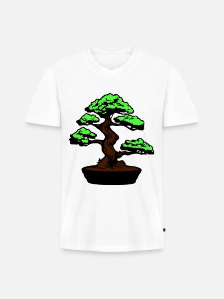 Tree Bonsai Symbol - Men's Premium Organic T-shirt with V-neck - white