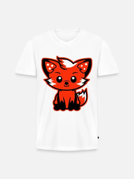 Fuchs Comic - Männer Premium Bio T-Shirt mit V-Ausschnitt - Weiß
