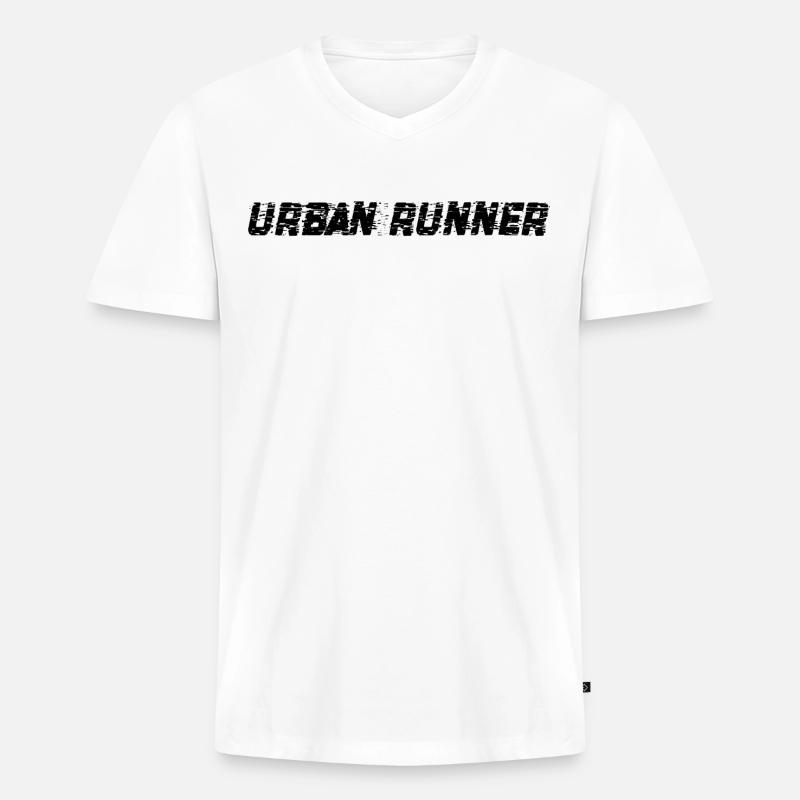 Runner - Männer Premium Bio T-Shirt mit V-Ausschnitt - Weiß
