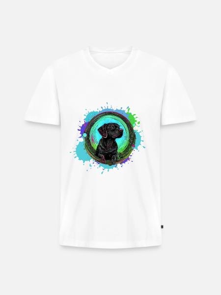 Hund, Profil, Malerei, Graffiti - Männer Premium Bio T-Shirt mit V-Ausschnitt - Weiß