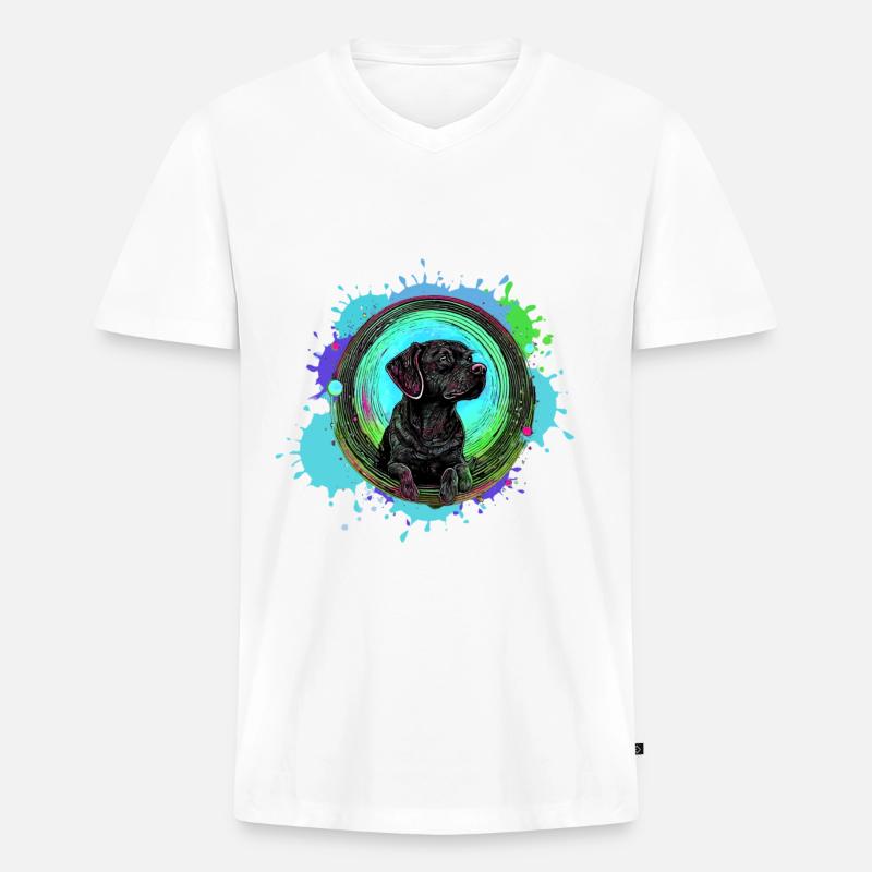 Hund, Profil, Malerei, Graffiti - Männer Premium Bio T-Shirt mit V-Ausschnitt - Weiß