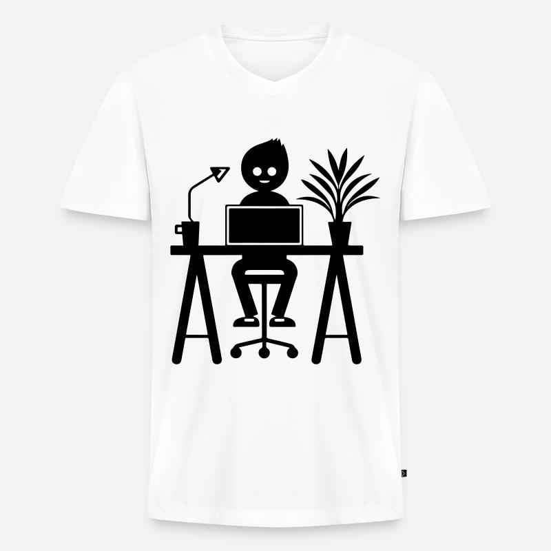 Arbeiter Computer Job Lernen - Männer Premium Bio T-Shirt mit V-Ausschnitt - Weiß