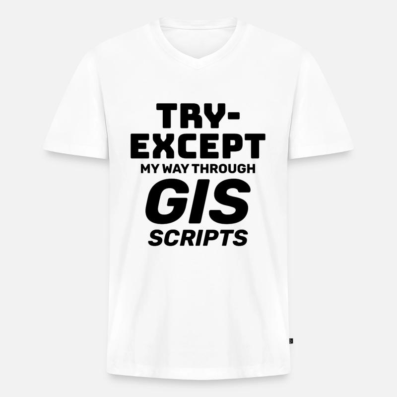 GIS-Skripte Programmieren Ausprobieren außer Debuggen - Männer Premium Bio T-Shirt mit V-Ausschnitt - Weiß
