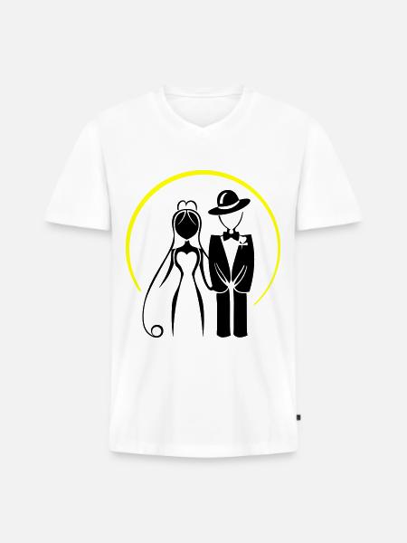 Newlyweds, Married Couple, Wedding - Men's Premium Organic T-shirt with V-neck - white