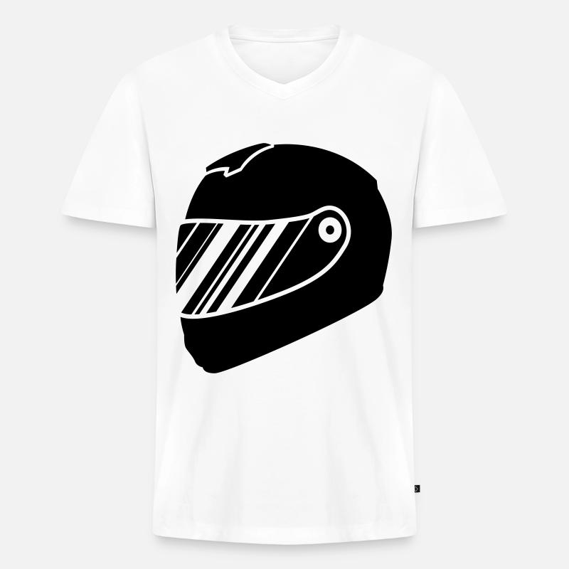 Rennfahrer helm racing - Männer Premium Bio T-Shirt mit V-Ausschnitt - Weiß