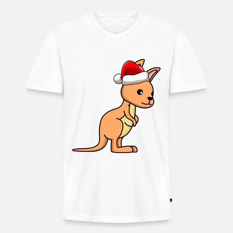 Kangaroo Comic Weihnachten - Männer Premium Bio T-Shirt mit V-Ausschnitt - Weiß