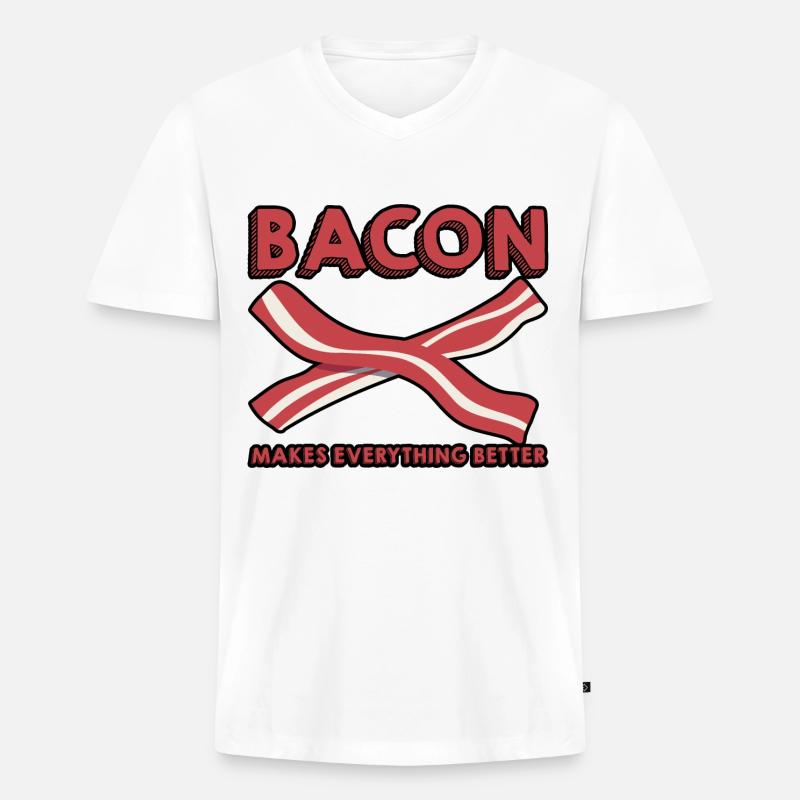 Bacon Makes Everything Better 10 - Männer Premium Bio T-Shirt mit V-Ausschnitt - Weiß