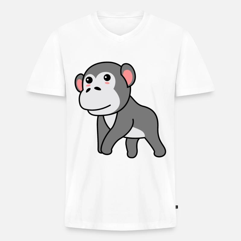 Gorilla Comic - Männer Premium Bio T-Shirt mit V-Ausschnitt - Weiß