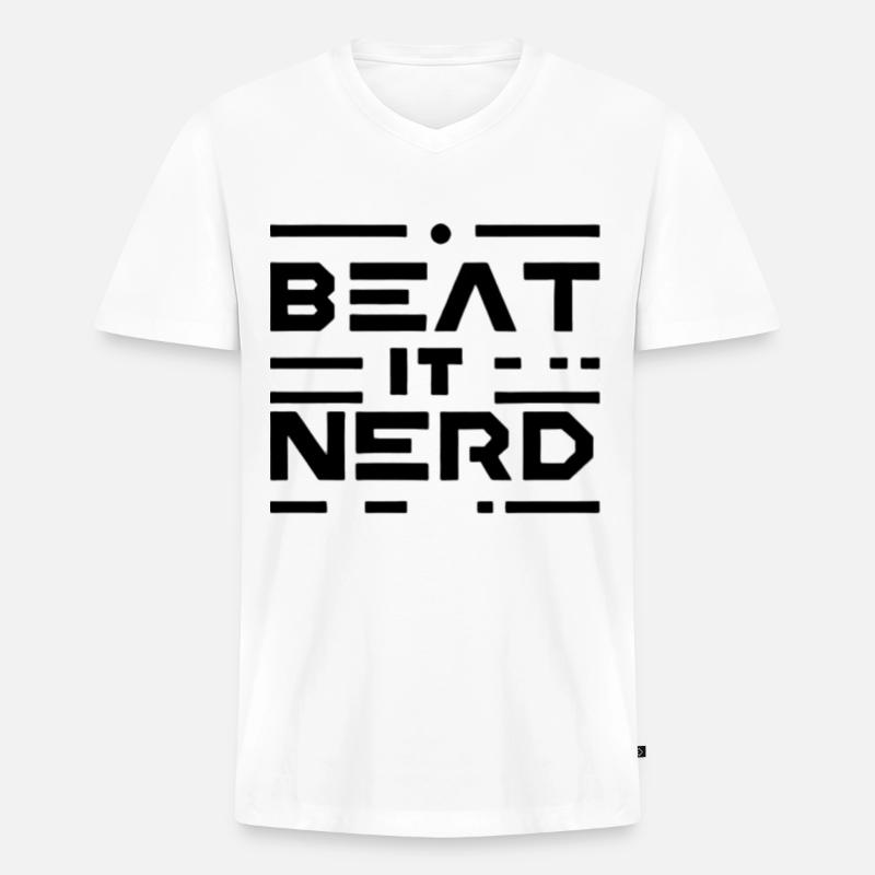 Beat it Nerd 16 - Männer Premium Bio T-Shirt mit V-Ausschnitt - Weiß