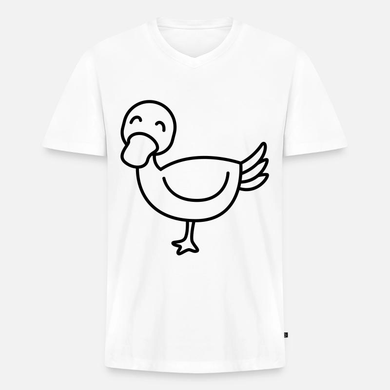 Ente Comic Tier - Männer Premium Bio T-Shirt mit V-Ausschnitt - Weiß