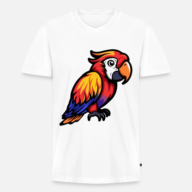 Papagai Comic - Männer Premium Bio T-Shirt mit V-Ausschnitt - Weiß