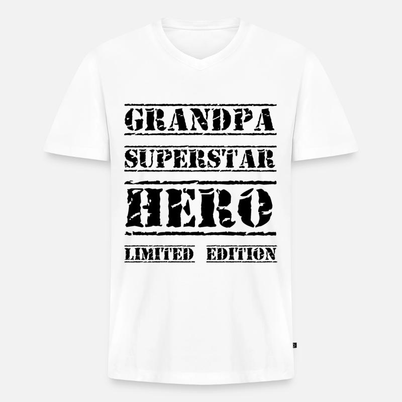 Bester Opa Star Spruch - Männer Premium Bio T-Shirt mit V-Ausschnitt - Weiß