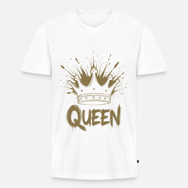 Queen Krone Splash - Männer Premium Bio T-Shirt mit V-Ausschnitt - Weiß