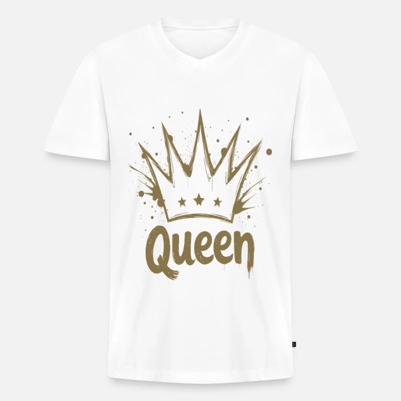 Queen Krone Splash - Männer Premium Bio T-Shirt mit V-Ausschnitt - Weiß