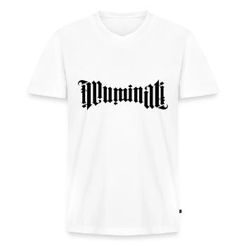 illuminati - Men's Premium Organic T-shirt with V-neck - white - Front - Nico (187cm)