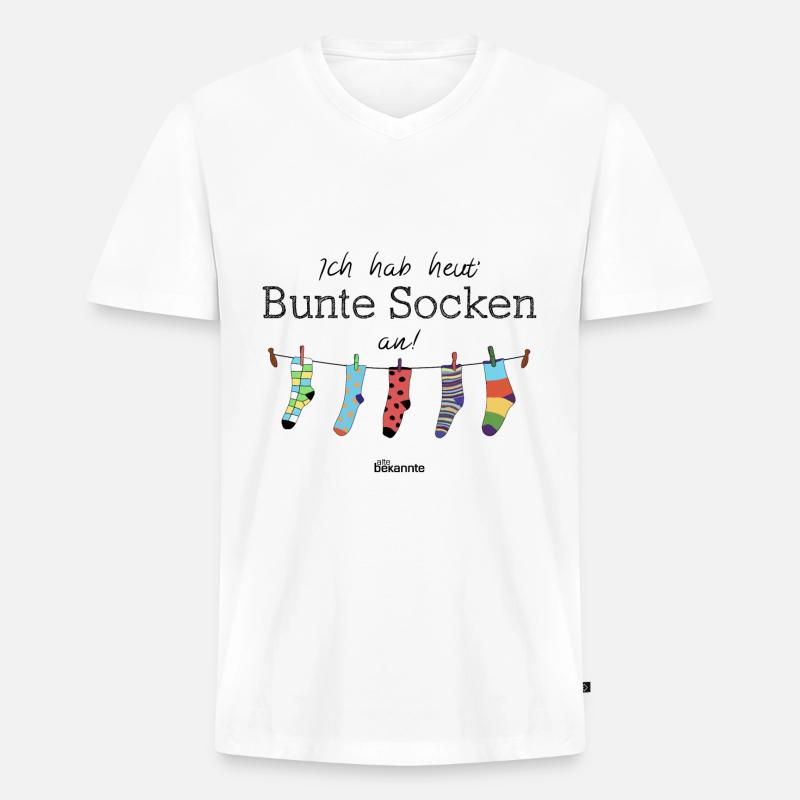 Alte Bekannte - Bunte Socken - Männer Premium Bio T-Shirt mit V-Ausschnitt - Weiß