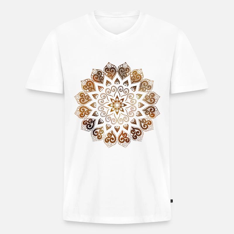 Mandala - Männer Premium Bio T-Shirt mit V-Ausschnitt - Weiß