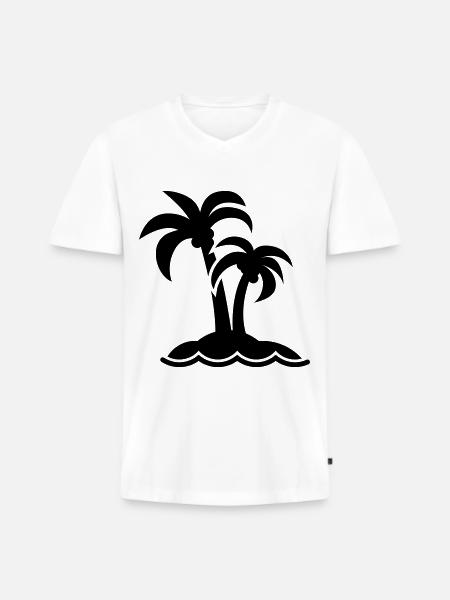 palm island symbol - Men's Premium Organic T-shirt with V-neck - white