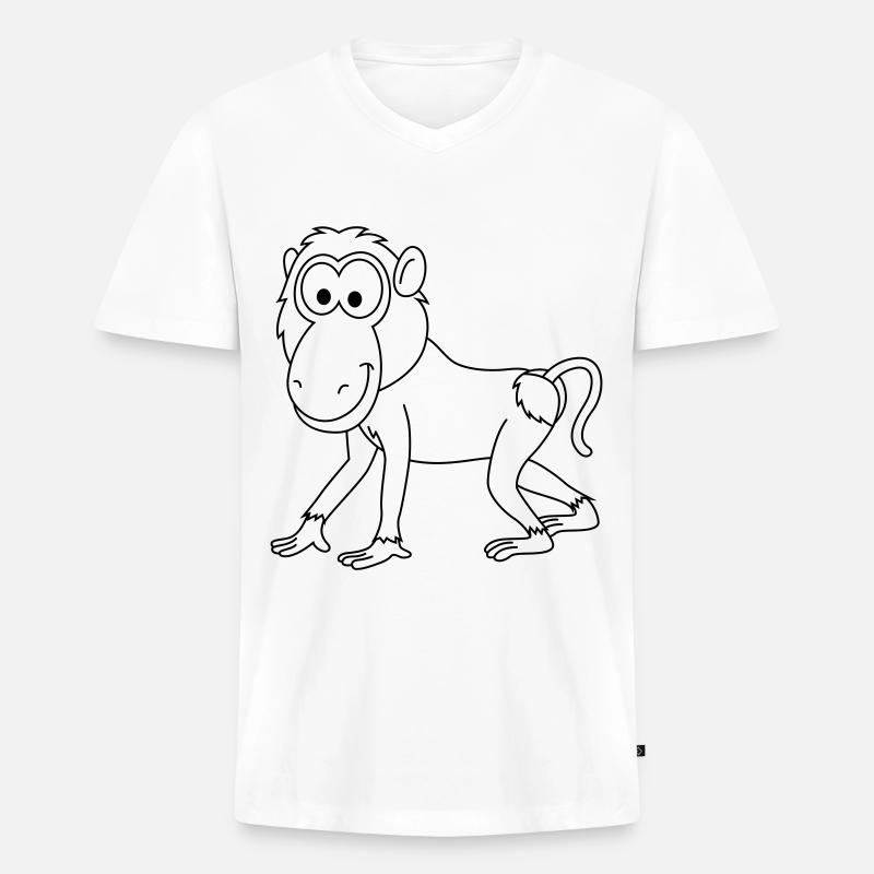 Monkey affe comic - Männer Premium Bio T-Shirt mit V-Ausschnitt - Weiß